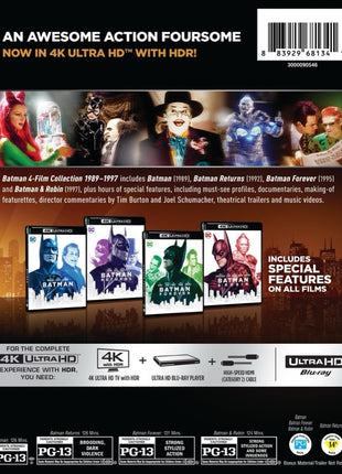 Batman 4-Film Collection 1989-1997 (4K Ultra HD/Blu-ray): Batman / Batman Returns / Batman Forever / Batman And Robin