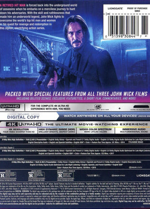 John Wick: Chapters 1-3: Limited Edition (4K Ultra HD)(SteelBook): John Wick / John Wick: Chapter 2 / John Wick: Chapter 3 - Parabellum
