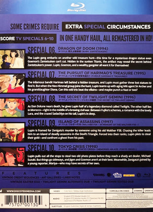 Lupin The 3rd: Specials Collection 2, Specials 6-10 (Blu-ray): Bye Dragon Of Doom / Pursuit Of Harimao's Treasure / The Secret Of The Twilight Gemini / Island Of Assassins / Tokyo Crisis