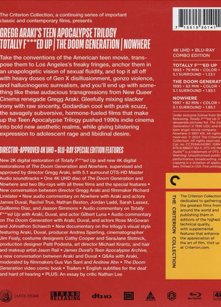 Gregg Araki's Teen Apocalypse Trilogy: Criterion Collection (4K Ultra HD/Blu-ray): Totally F***ed Up / The Doom Generation / Nowhere