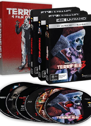 Terrifier: 4 Film Collection (4K Ultra HD-AU/Blu-ray-AU): All Hallows' Eve / Terrifier / Terrifier 2 / Terrifier 3