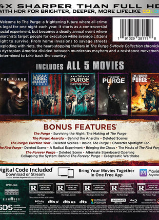 Purge: 5-Movie Collection (4K Ultra HD/Blu-ray): The Purge / The Purge: Anarchy / The Purge: Election Year / The First Purge / The Forever Purge