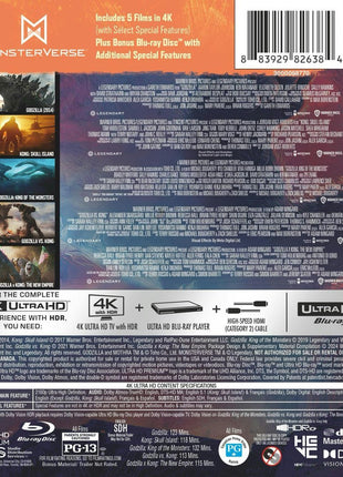 Godzilla/Kong Monsterverse 5-Film Collection (4K Ultra HD): Godzilla / Kong: Skull Island / Godzilla: King Of The Monsters / Godzilla vs. Kong / Godzilla x Kong: The New Empire