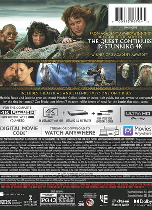 Lord Of The Rings: The Two Towers: Limited Edition (4K Ultra HD/Blu-ray)(SteelBook)