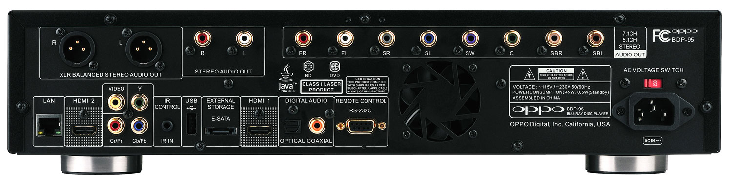 OPPO BDP-95 Back Panel