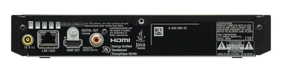 Sony BDP-S3500 Back Panel
