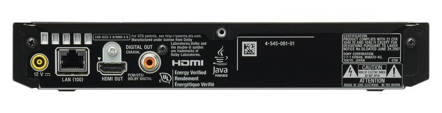 Sony BDP-S5500 Back Panel